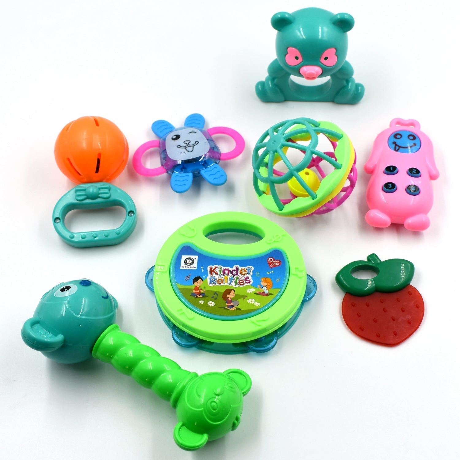 Textured baby rattle with bright colors designed to engage and entertain toddlers. Textured baby rattle with bright colors designed to engage and entertain toddlers.